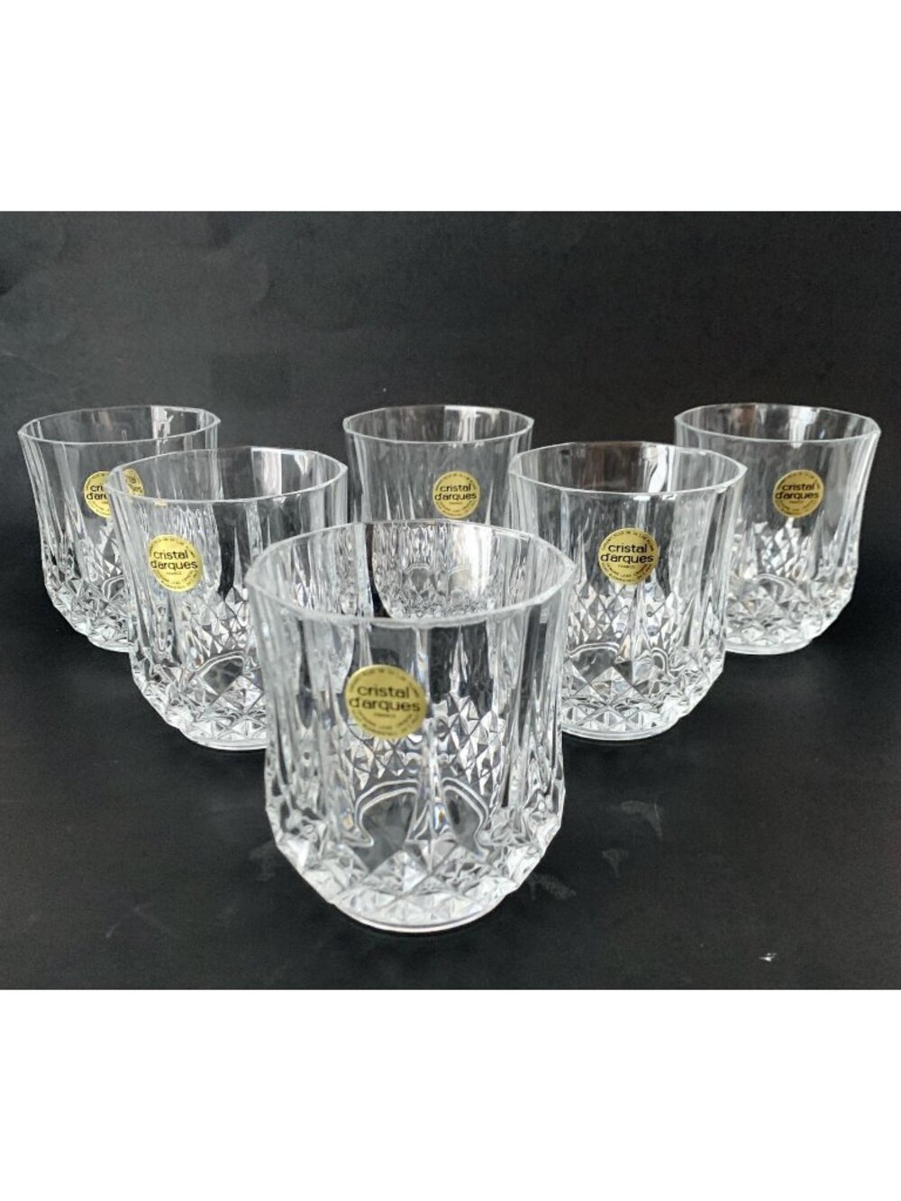 6 Cristal D' Arques Glasses Longchamp Lowball Rocks Glasses Diamond Cut